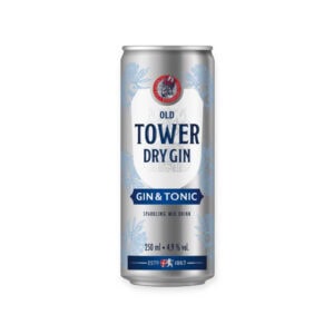Кутия с Old Tower Dry Gin, 250 мл, с аромат на джин и тоник.