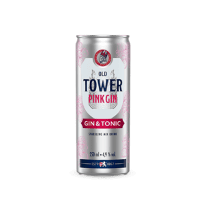 Кутия с Old Tower Pink Gin и Тоник, подходяща за коктейли.